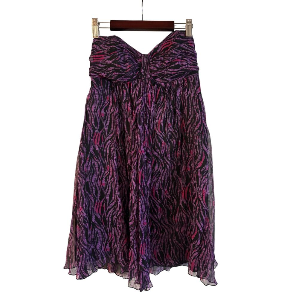 Vintage Express Silk Babydoll Mini Dress Strapless Y2K Prom Party Size 2